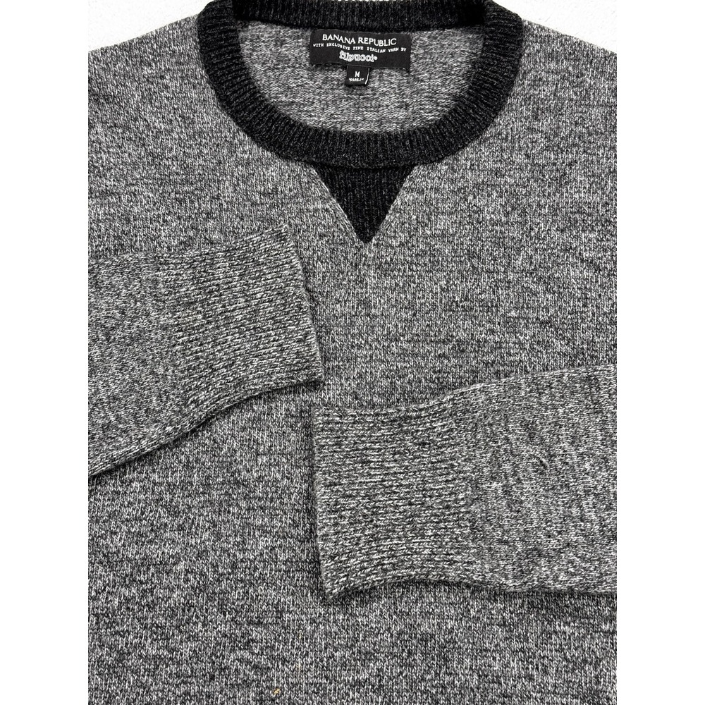 Banana Republic Filpucci Merino Wool‎ Sweater Men M Gray L/S Crew Ribbed Collar